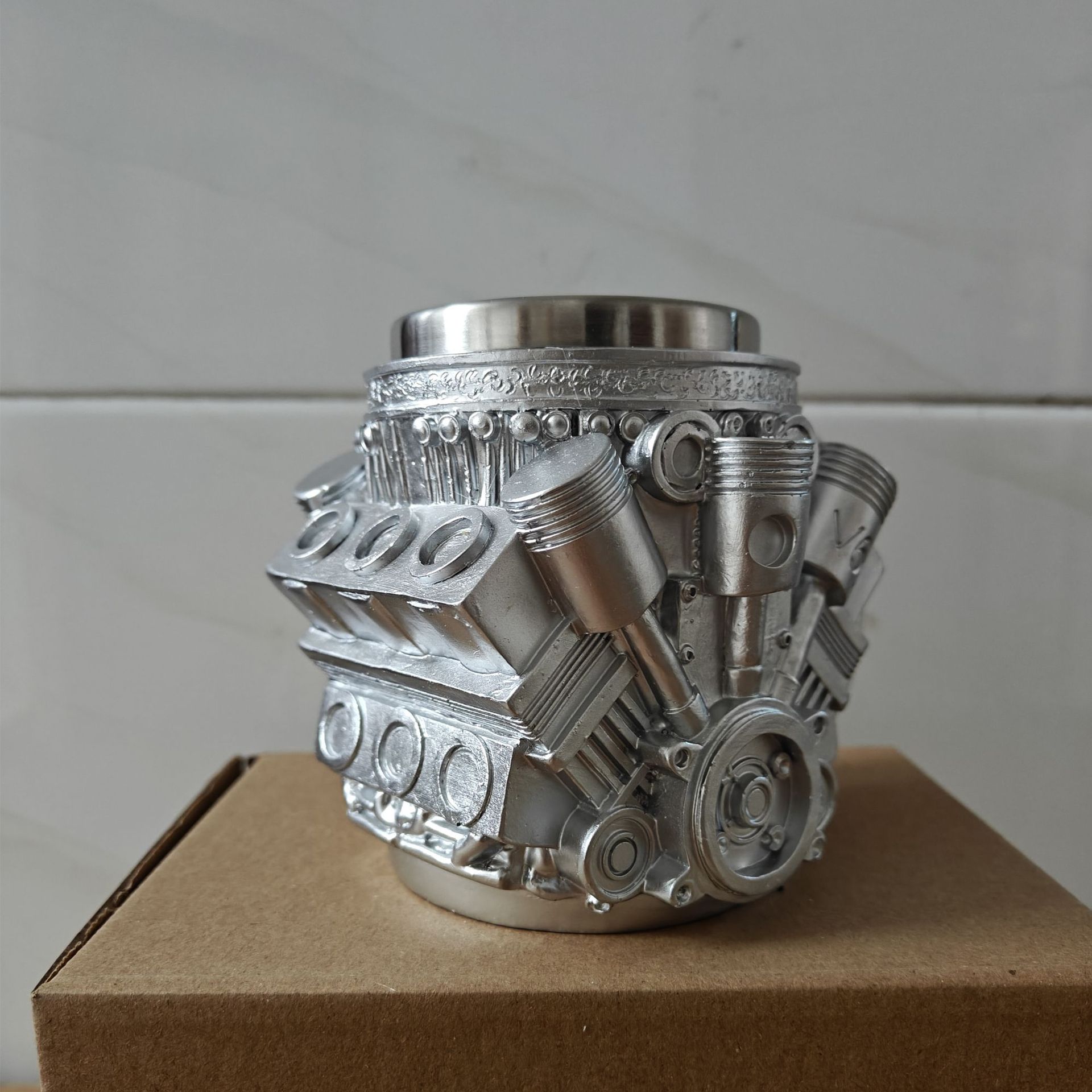 Stainless Steel V6V8 Coffee Cup Mechanical Engine Engine Mug