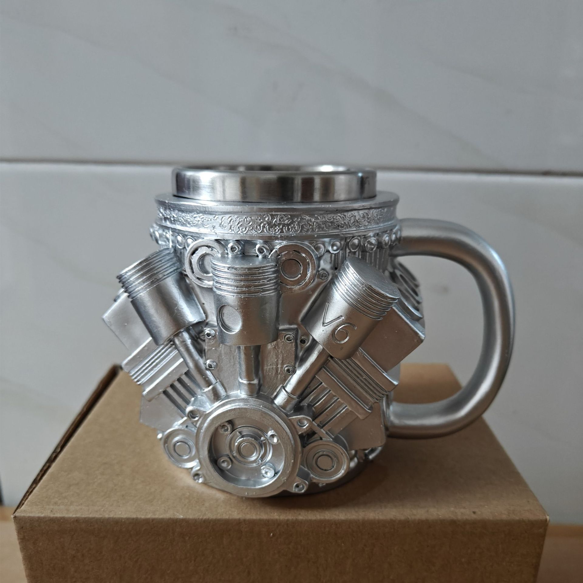 Stainless Steel V6V8 Coffee Cup Mechanical Engine Engine Mug